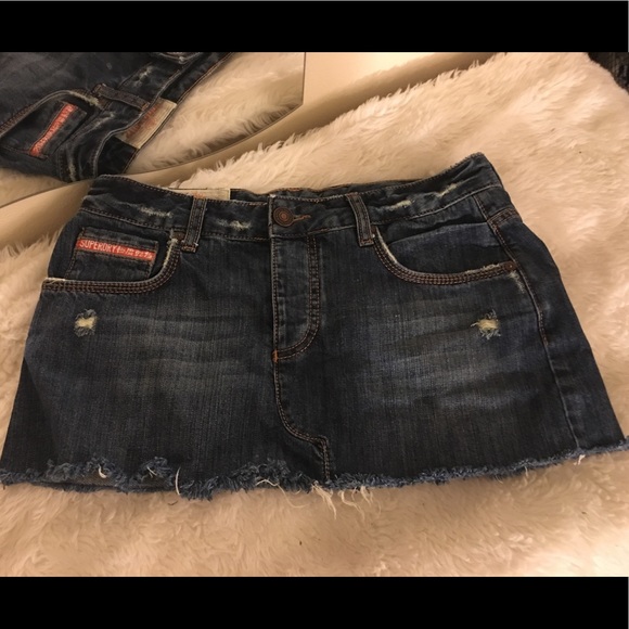 superdry denim mini skirt